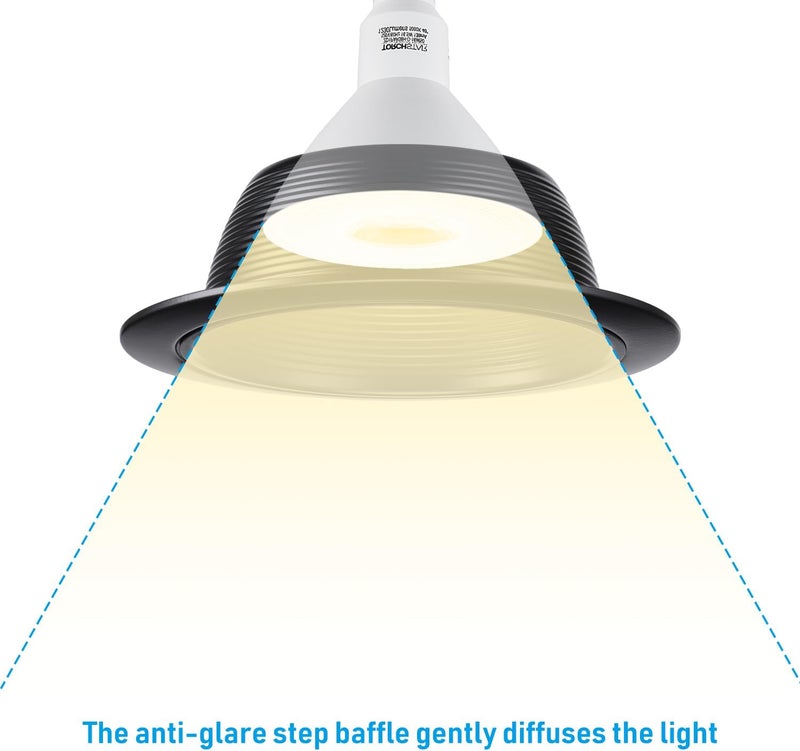 TORCHSTAR 6 Inch Recessed Light Black Baffle Trim with Detachable Ring, Full Metal, Ceiling Can Light Trim for 6 Inch Can, Fit Halo/Juno Remodel Recessed Housing, Pack of 6 - Image 3